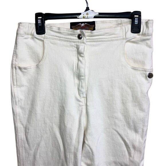 419. Vintage Harley Davidson high rise jeans size 12 in off white - Picture 6 of 8